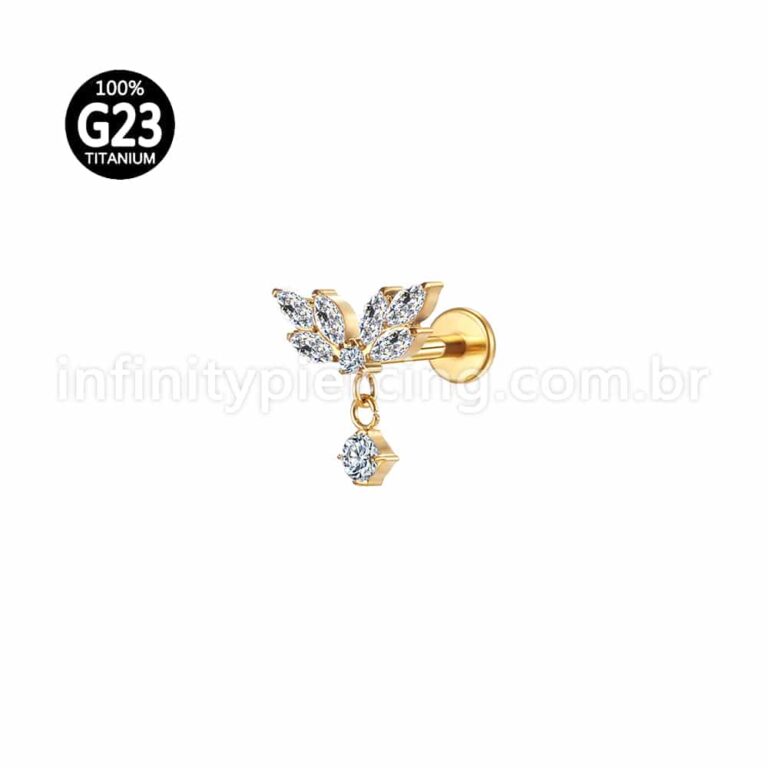 Piercing Labret Titânio Zircônias Com Pingente