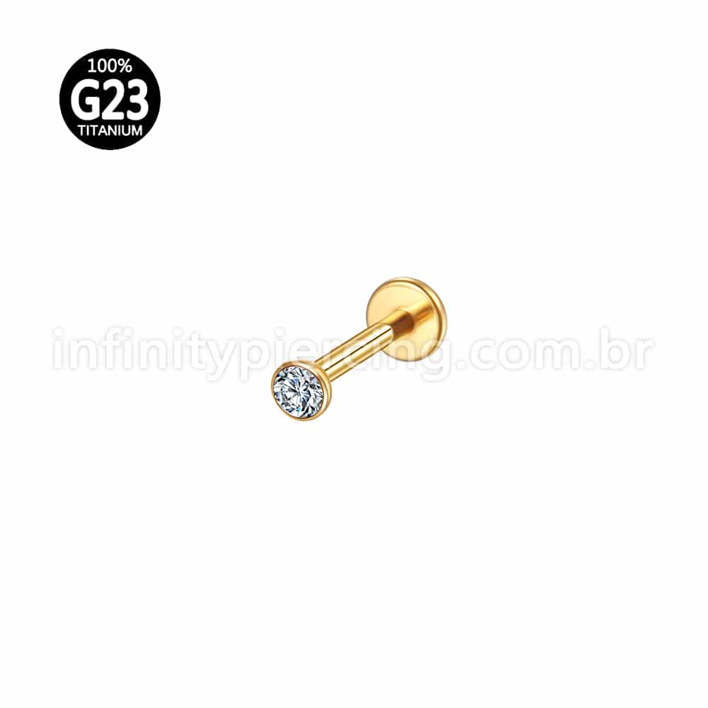 Piercing Labret Titânio Rosca Interna Ponto De Luz Zircônia