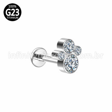 Piercing Labret Push Pin Titânio Indiano Zircônia