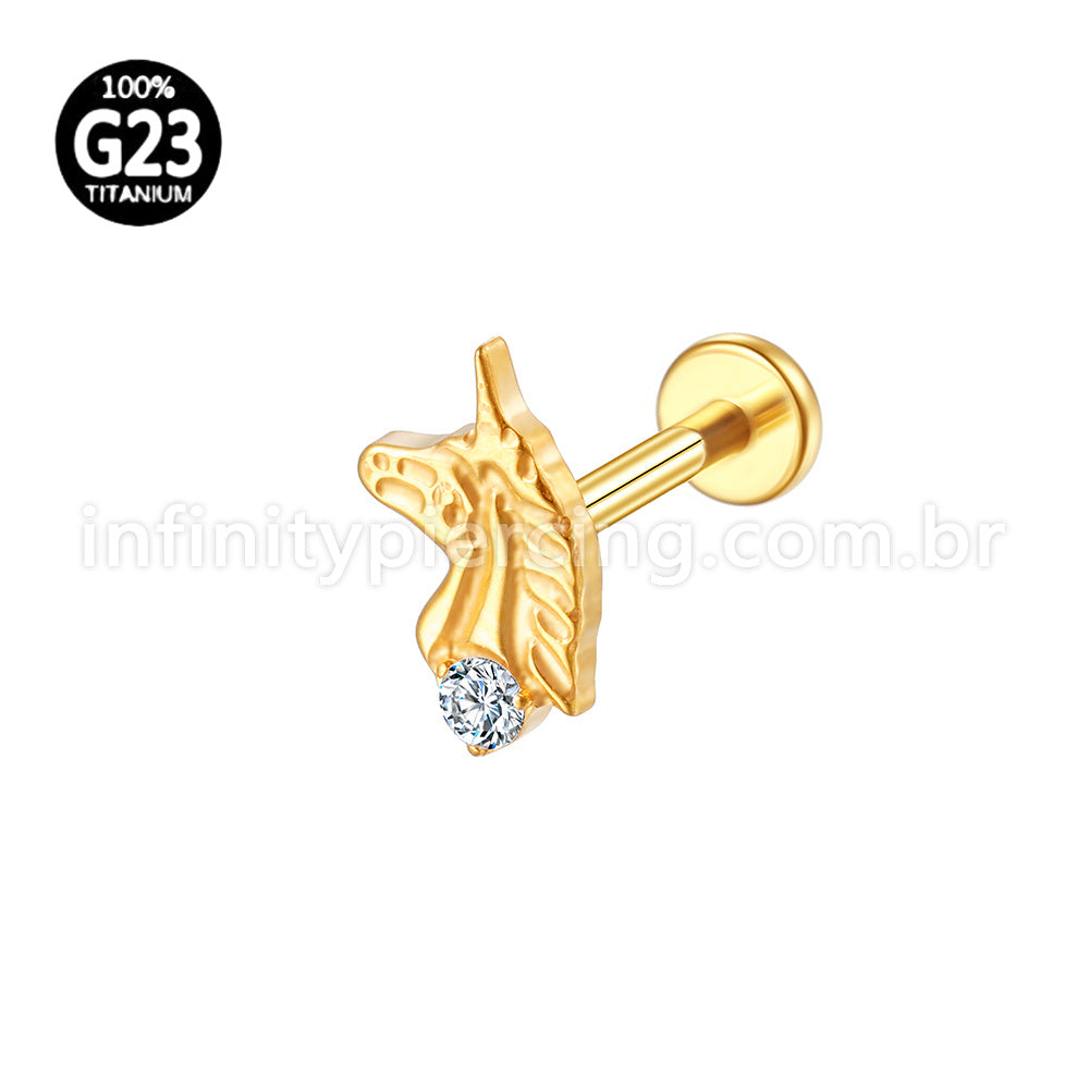 Piercing Labret Titânio Cavalo Zircônia Cravejada