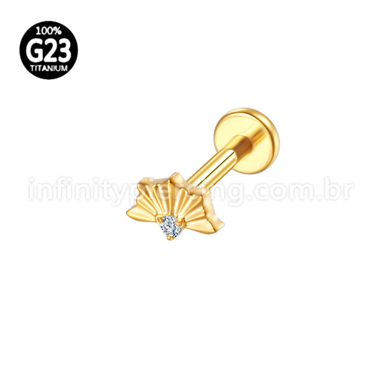 Piercing Labret Titânio Detalhado Zircônia Cravejada