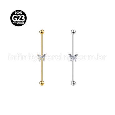 Piercing Transversal Titânio Borboleta Zircônia