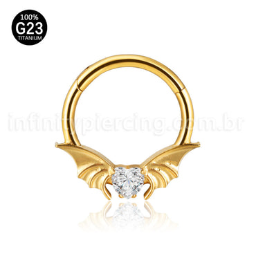Piercing Argola Titânio Morcego Zircônia Cravejada