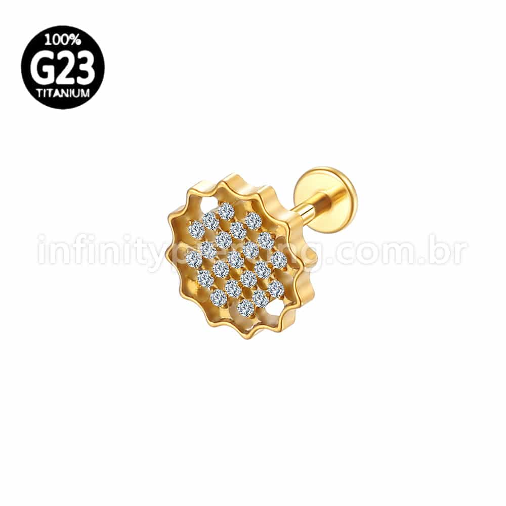 Piercing Labret Titânio Girassol Zircônia
