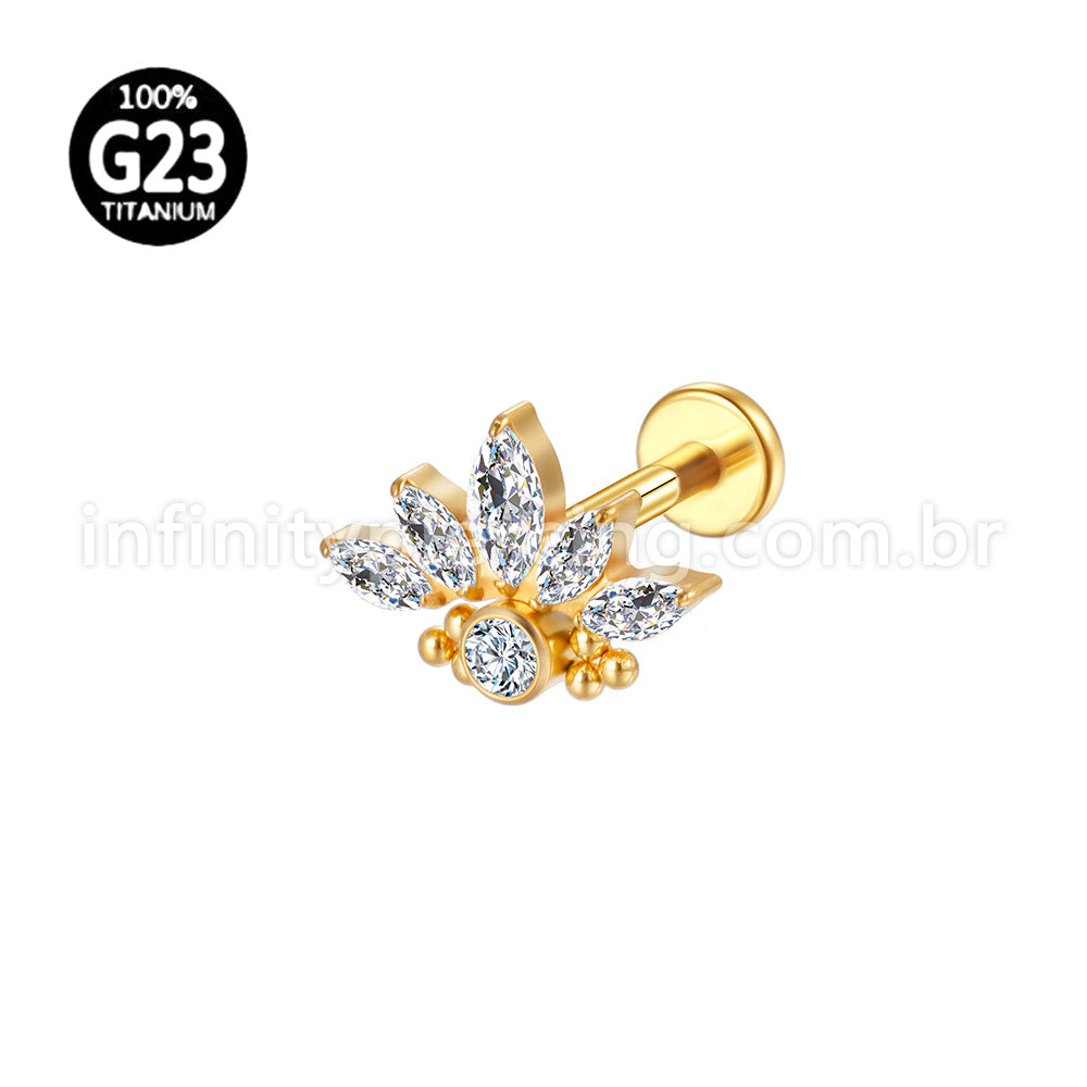 Piercing Labret Titânio Zircônia Cravejada