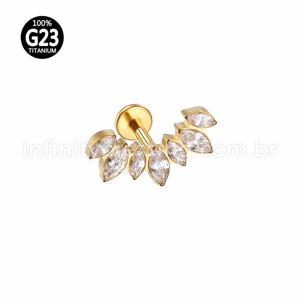 Piercing Labret Titânio 7 Zircônias