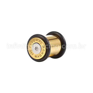 Alargador Aço Cirúrgico Gold Plug Com Borracha