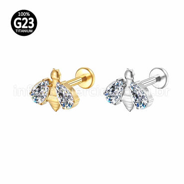 Piercing Labret Titânio Abelha Zircônia