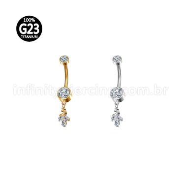 Piercing Banana Titânio Zircônia Pingente Cisne
