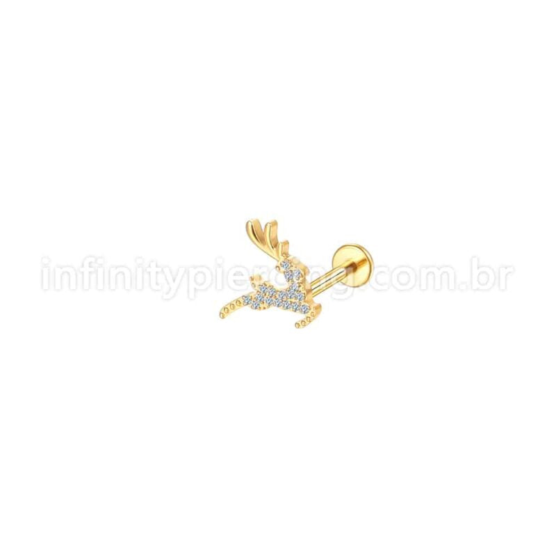 Piercing Labret Aço Cirúrgico Cervo Zircônia