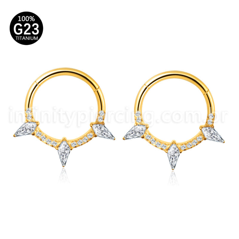 Piercing Argola Titânio Zircônia Cravejada Spike
