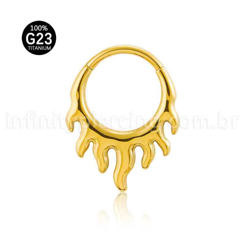 Piercing Argola Titânio Segmento Articulado Detalhe Fogo