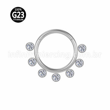 Piercing Argola Titânio Segmento Articulado 7 Zircônias