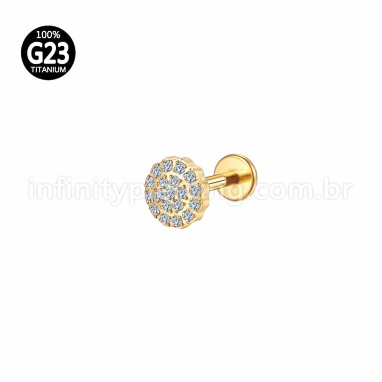 Piercing Labret Titânio Flor Zircônia Cravejada