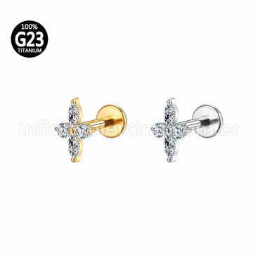 Piercing Labret Titânio Flor Zircônia