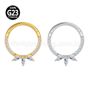 Piercing Argola Titânio Segmento Articulado Zircônia Cravejada