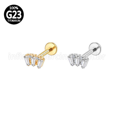 Piercing Labret Titânio 3 Zircônia Retangular