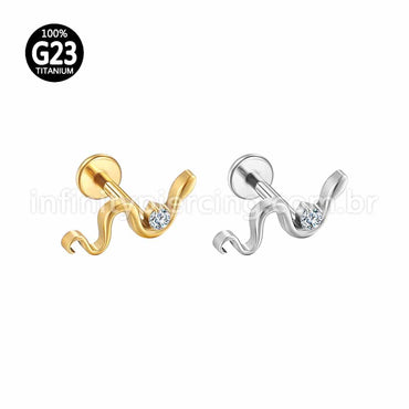 Piercing Labret Titânio Cobra Zircônia