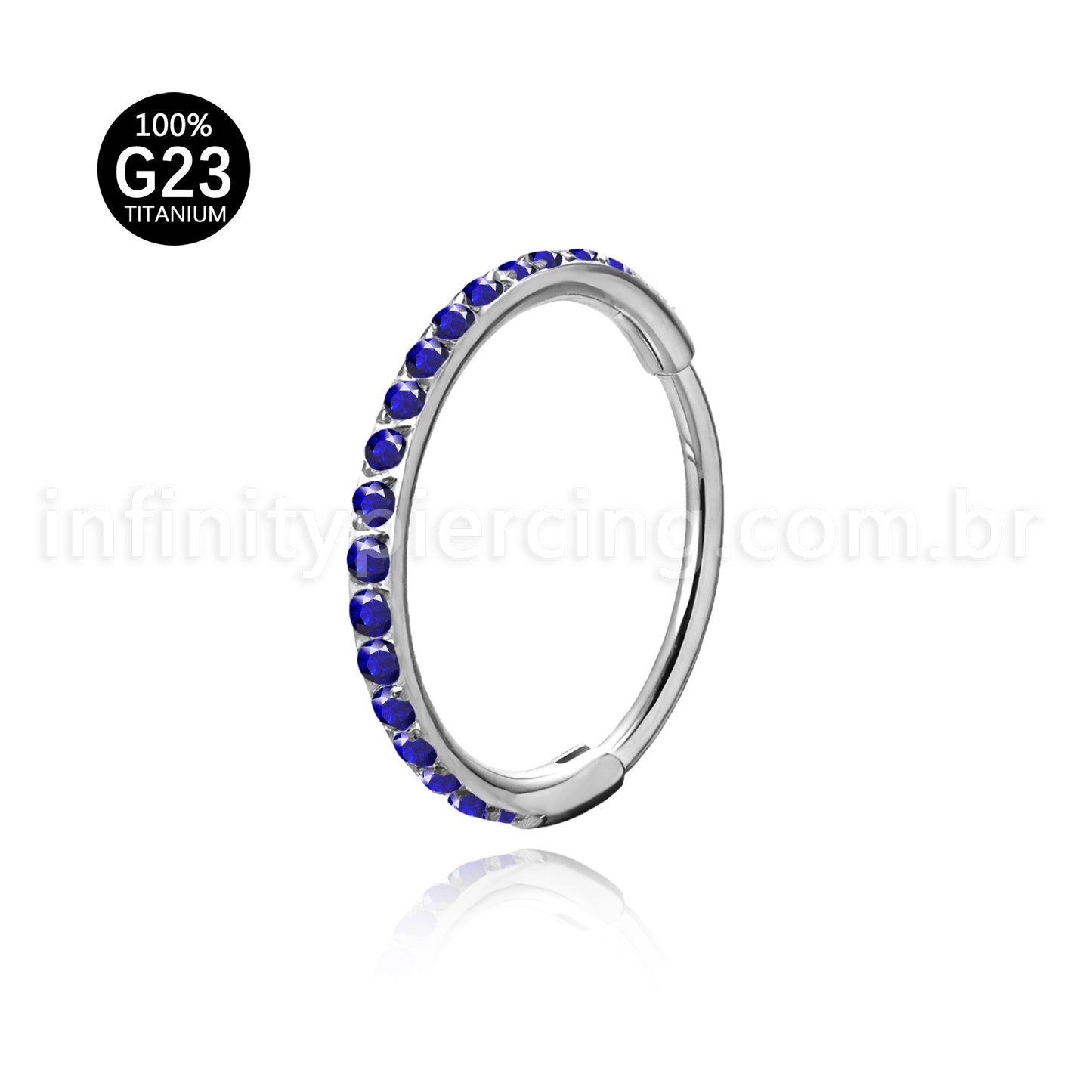 Piercing Argola Segmentada Titânio 1 Fileira Zircônia Cravejada
