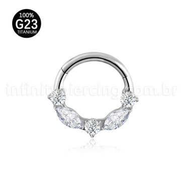 Piercing Argola Titânio Segmento Articulado Zircônia Cravejada