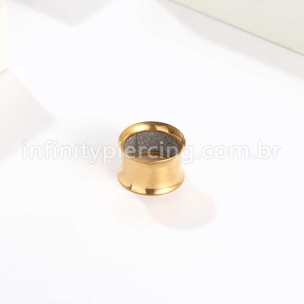 Alargador Aço Cirúrgico Gold Liso Brilho Interno