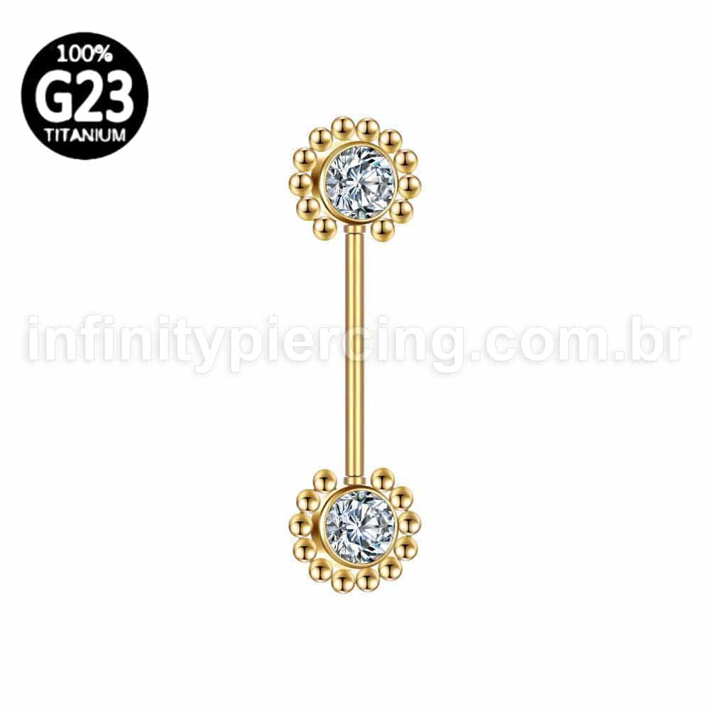 Piercing Mamilo Titânio Push Pin Indiano Zircônia