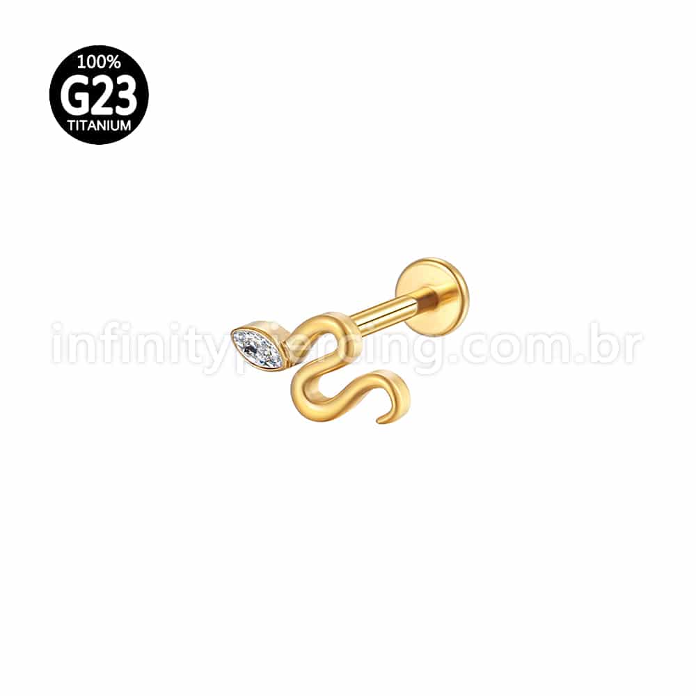 Piercing Labret Titânio Cobra Zircônia