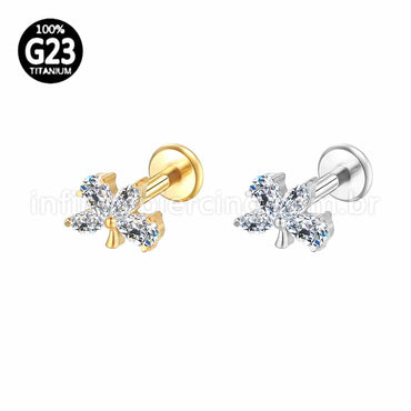 Piercing Labret Titânio Trio Zircônia