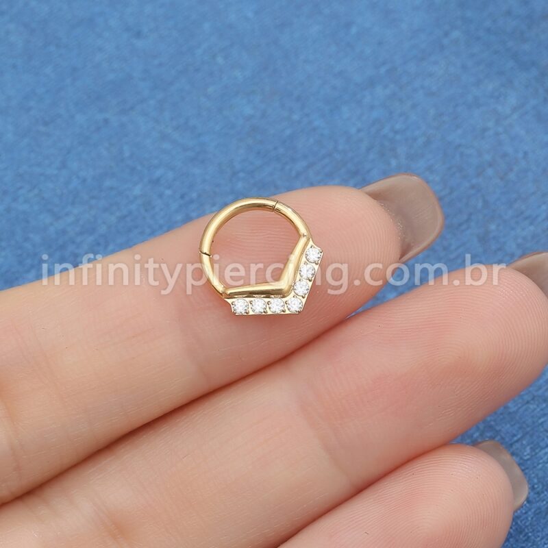 Piercing Argola Gota Titânio Segmento Articulado Zircônia
