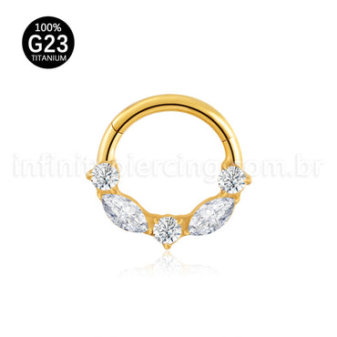 Piercing Argola Titânio Segmento Articulado Zircônia Cravejada