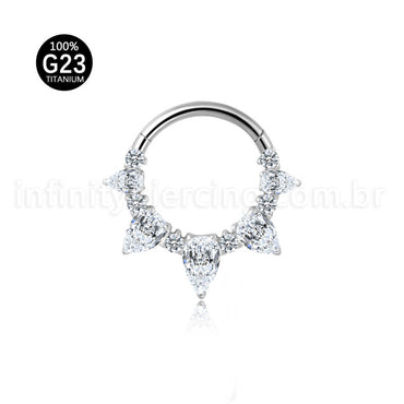 Piercing Argola Titânio Segmento Articulado Zircônia Cravejada Gota