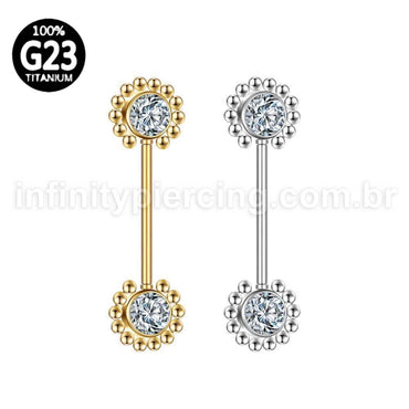 Piercing Mamilo Titânio Push Pin Indiano Zircônia