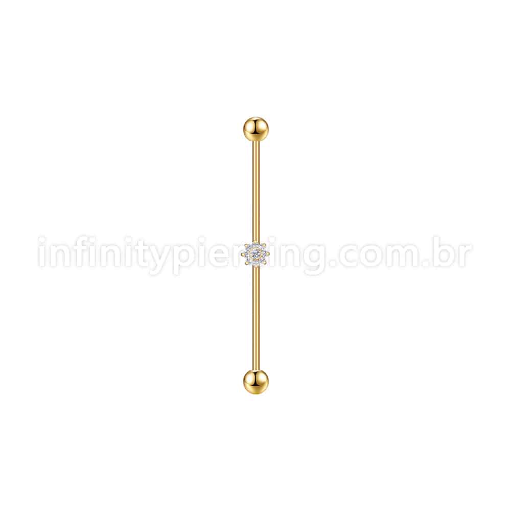 Piercing Transversal Aço Cirurgico Zircônia Mini Flor