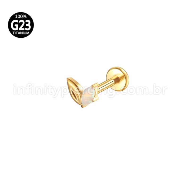 Piercing Labret Titânio 2 Folhas / Opala