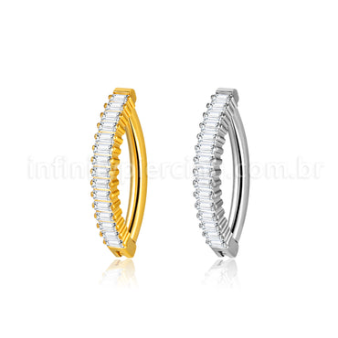 Piercing Argola Para Umbigo Aço Cirúgico Zircônia Retangular