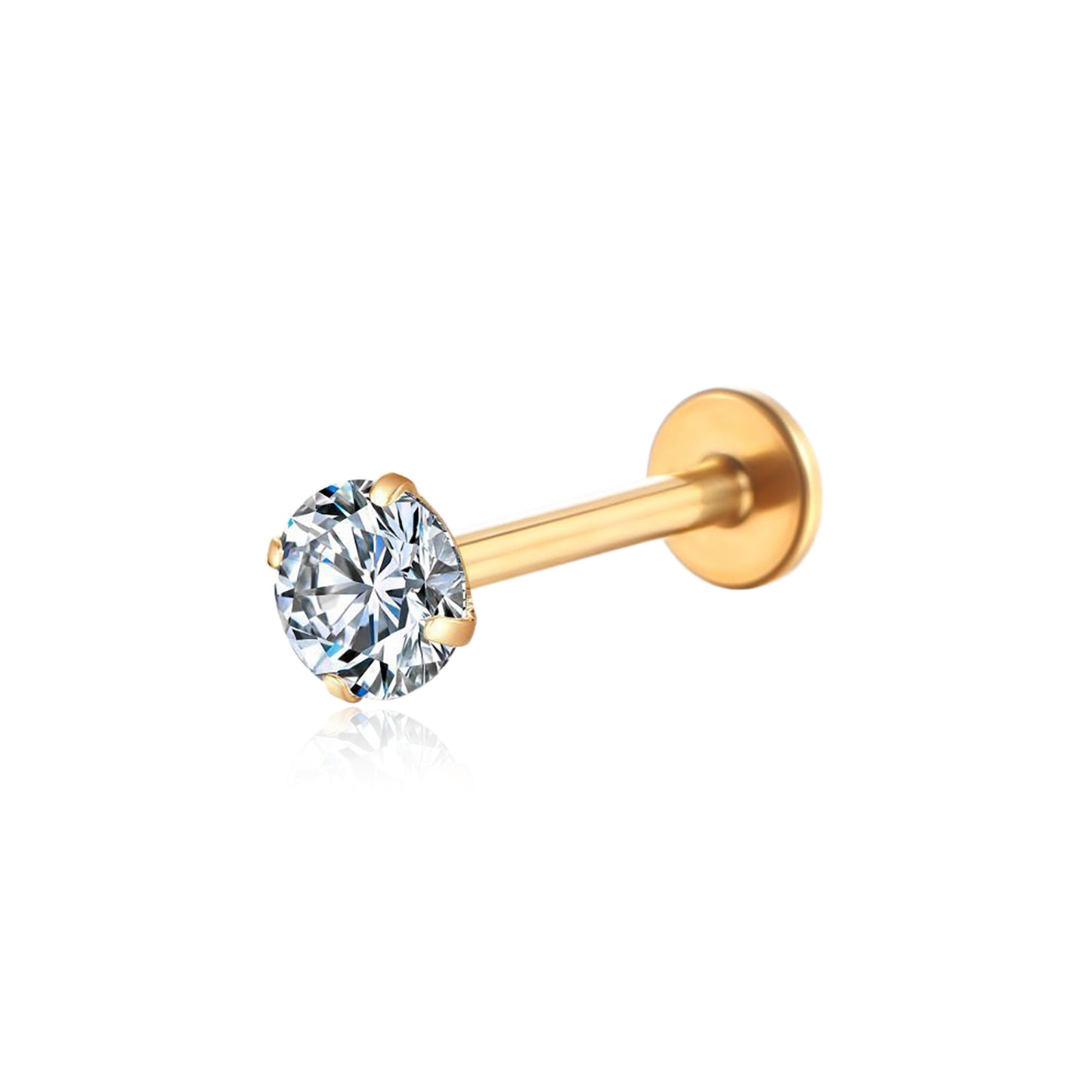 PIERCING LABRET TITÂNIO PVD ZIRCÔNIA REDONDA