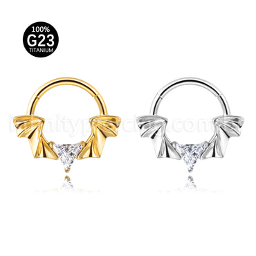 Piercing Argola Titânio Segmento Articulado Asas/Zircônia Cravejada