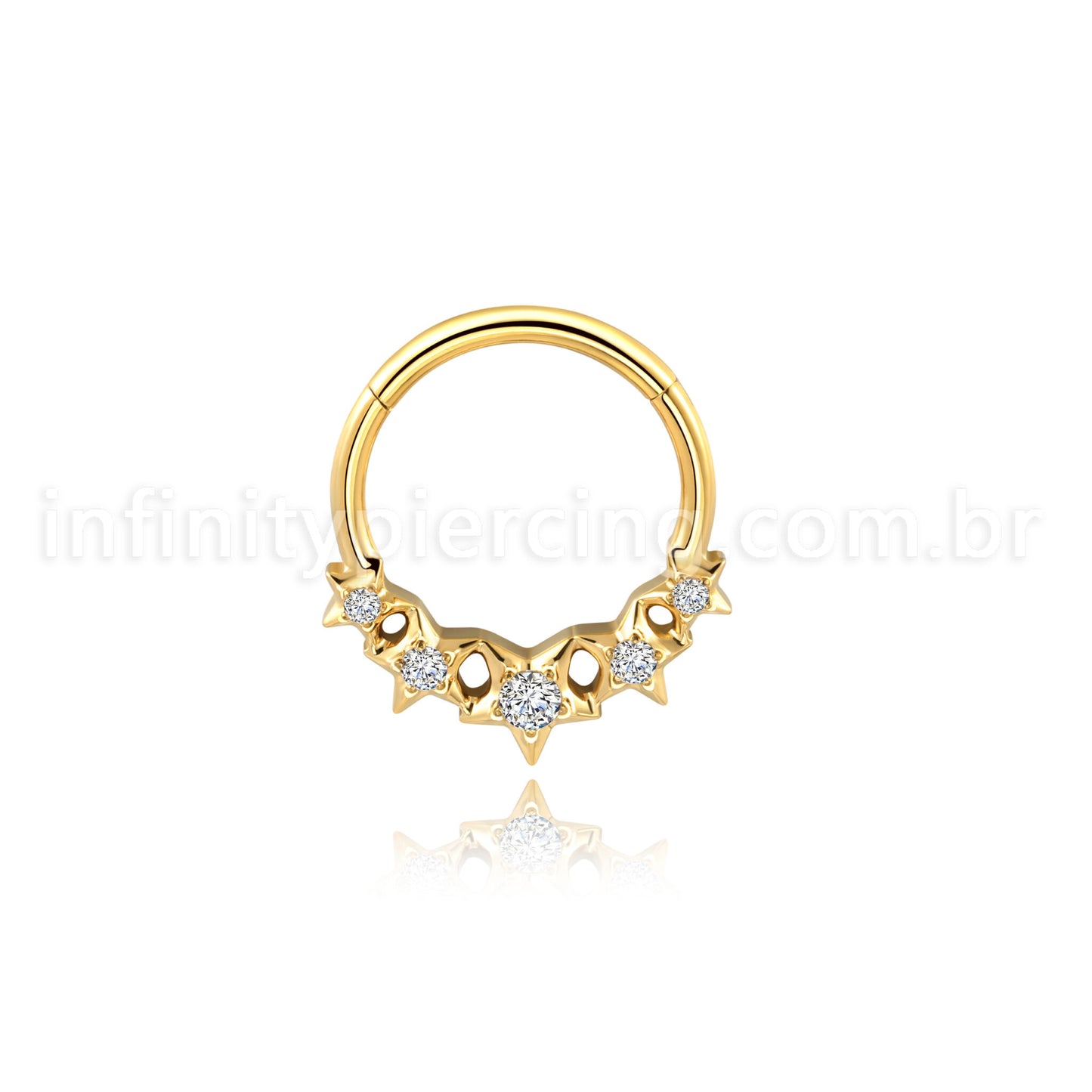 Piercing Argola Titânio Estrelas Com Zircônia