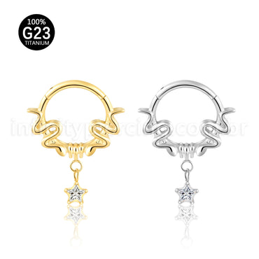 Piercing Argola Titânio Detalhada Com Pingente Estrela