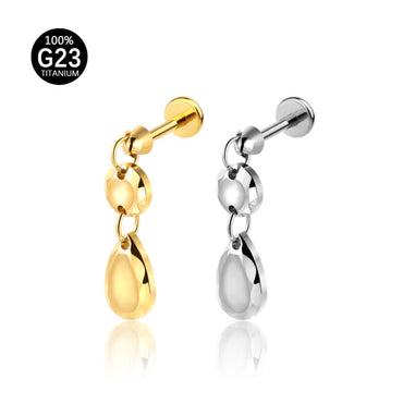 Piercing Labret Titânio Com Pingente Gota