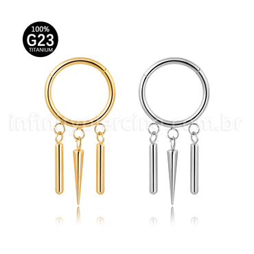 Piercing Argola Titânio Segmento Articulado Com Pingentes