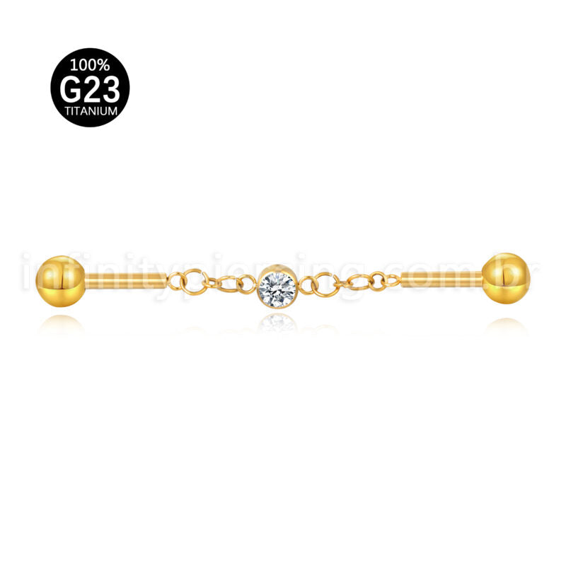 Piercing Transversal Titânio Ponto De Luz Zircônia Cravejada