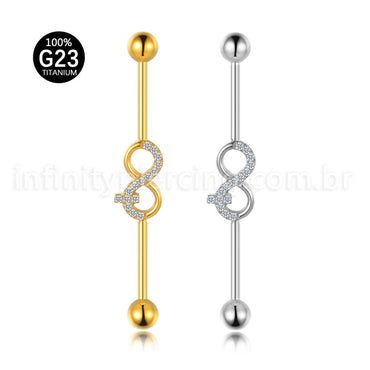 Piercing Transversal Titânio Infinito Zircônia Cravejada