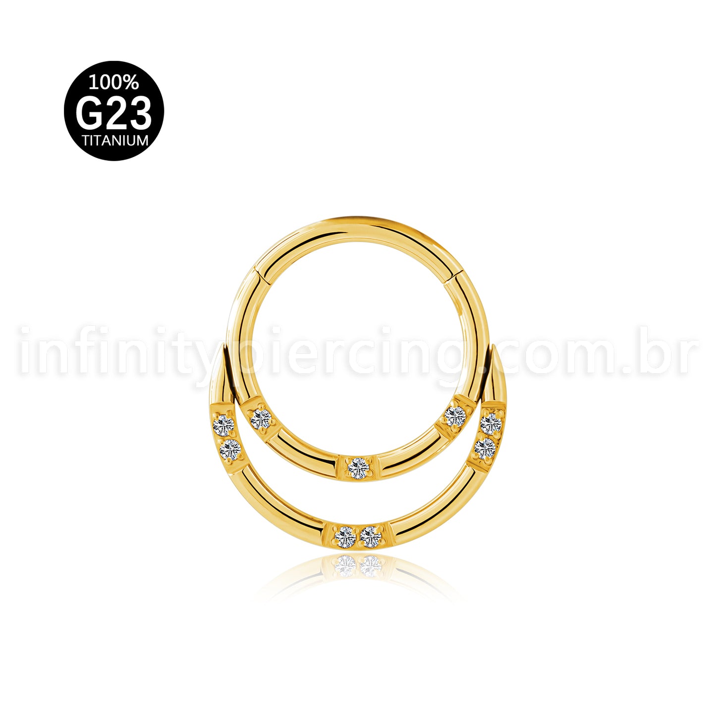 Piercing Argola Titânio Dupla Com Detalhes Zircônia