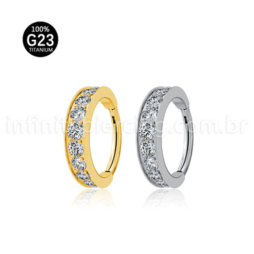 Piercing Argola Titânio 1 Fileira Zircônia Cravejada