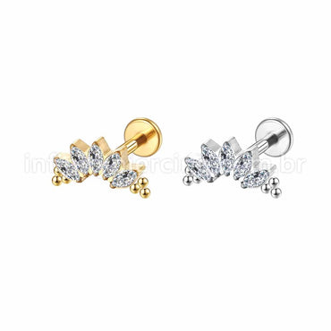 Piercing Labret Aço Cirúrgico Cluster Indiano 5 Zircônia