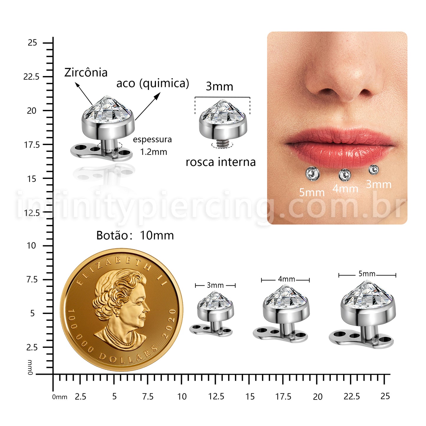 Piercing Microdermal Titânio Swarovski