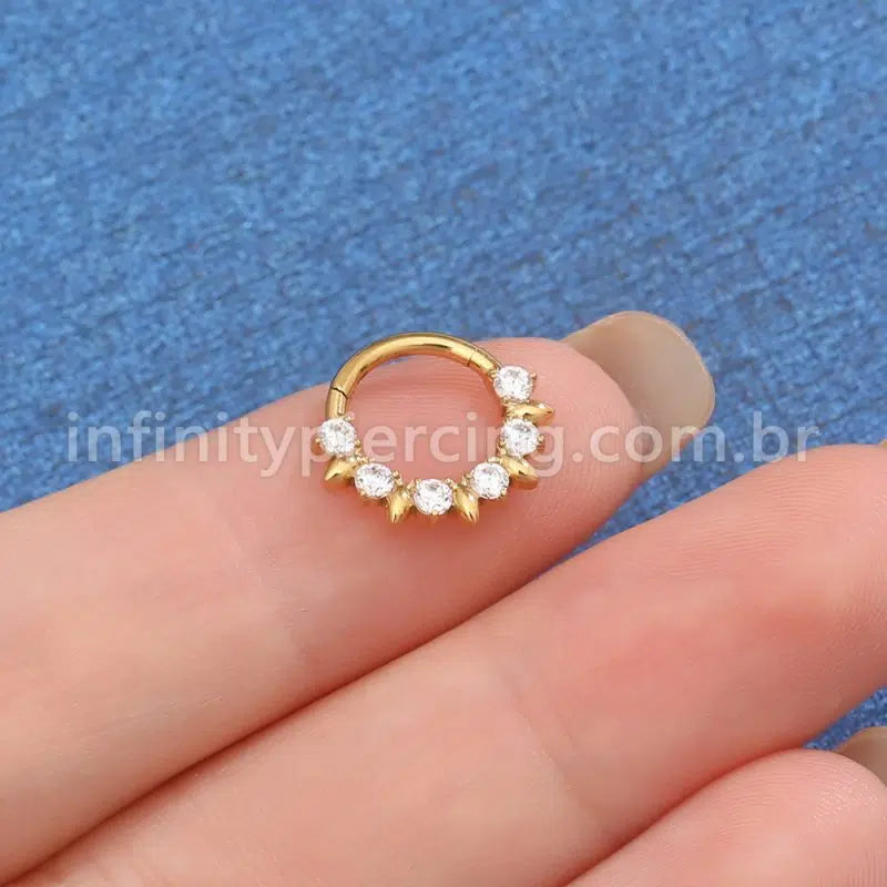 Piercing Argola Titânio Detalhe Zircônia Frontal