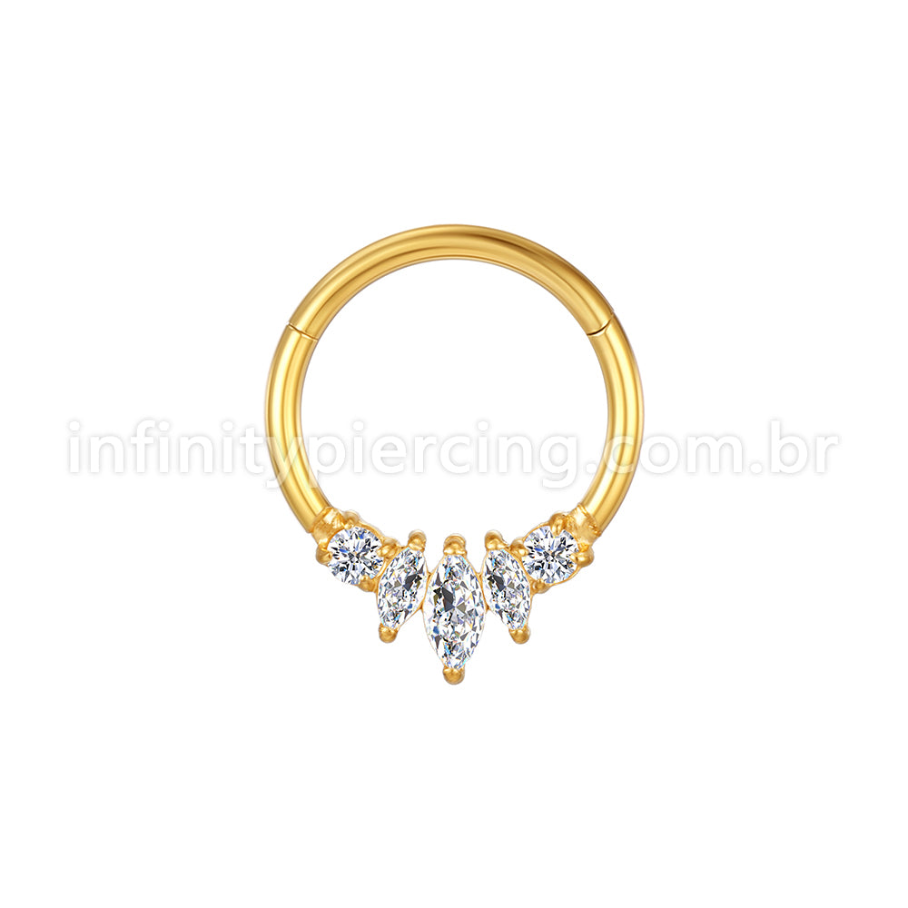 Piercing Argola Aço Cirúgico Segmento Articulado Zircônia Cravejada