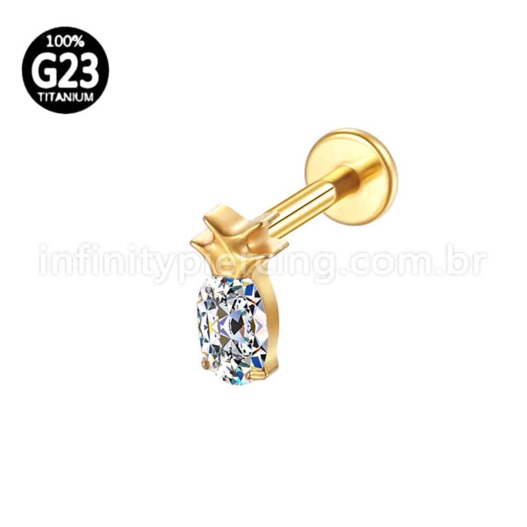 Piercing Labret Titânio Abacaxi Zircônia